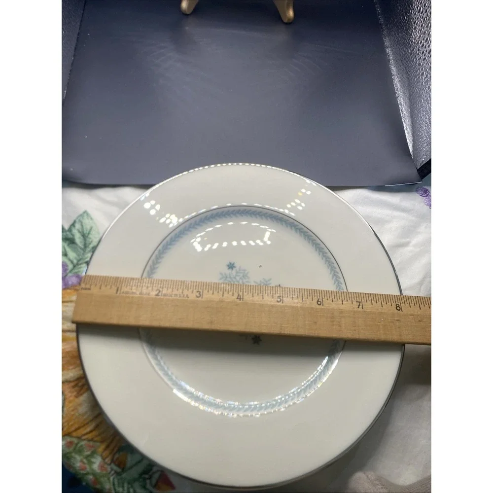 4 Lenox Charmaine MCM Salad/‎ Lunch Plates Stunning Platinum Rim VTG U. S. A.
